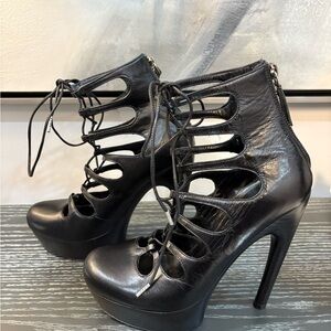 Alexander McQueen Black Lace-Up High Heels